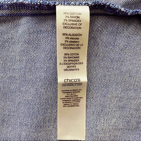 Chico’s Chain Pearl Raw Embellished Denim Jacket - Picture 9 of 9